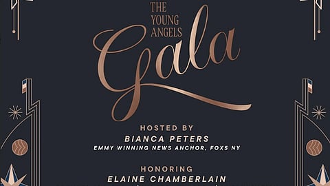 Elegant event graphic for The Young Angels Gala featuring event details in art deco style 