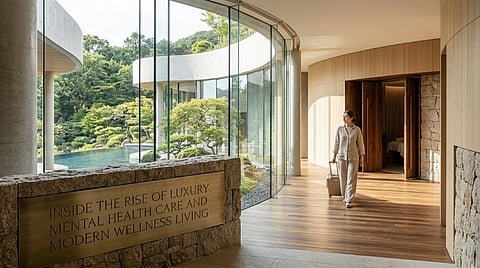 A prominent sign for a luxury mental health and wellness facility