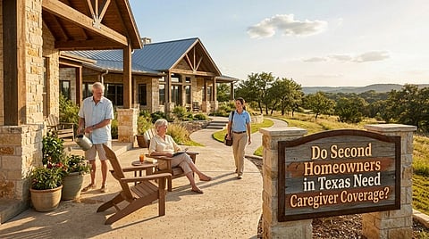 A headline posing a question about caregiver insurance for people with second homes in Texas.