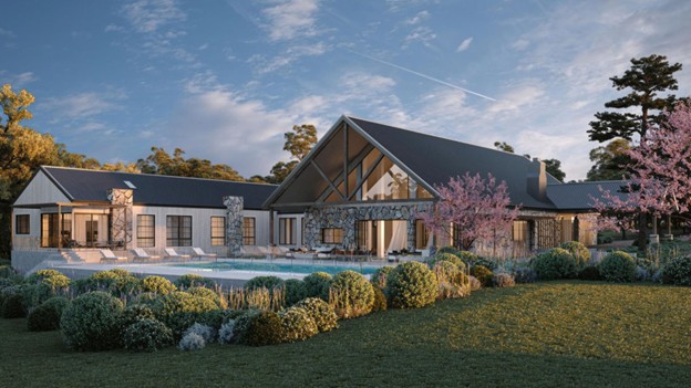 A visualization of the "Vista" residence designed by Ellis Studio