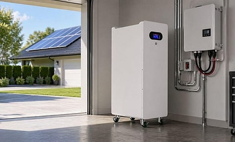 a home solar power system installed inside a garage