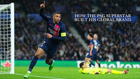 Kylian Mbappé celebrating a goal for Paris Saint-Germai