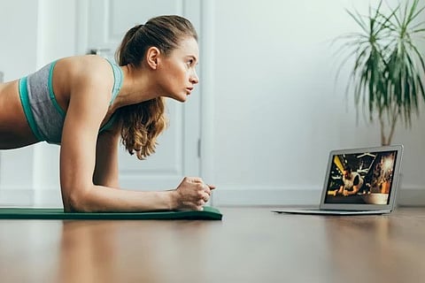 a person engaging in a home workout