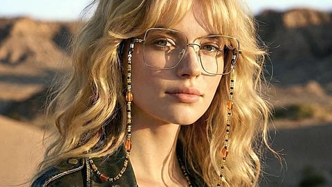 gold-toned metal oversized square eyeglasses