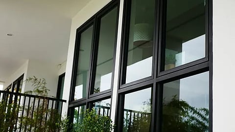 black-framed aluminum windows