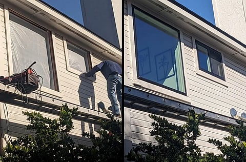 a professional at work on a residential exterior