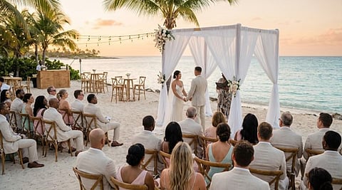 an outdoor wedding ceremony