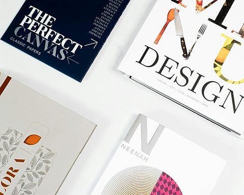 a Neenah Paper promotional magazine showcasing typography and graphic design layout concepts