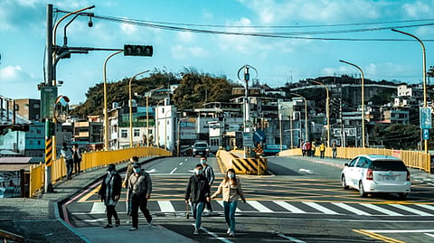 a pedestrian crossing in Keelung, Taiwan