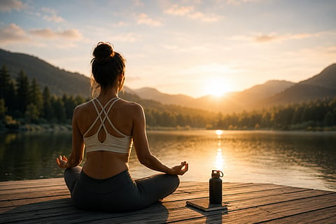 a serene scene of a person practicing mindfulness