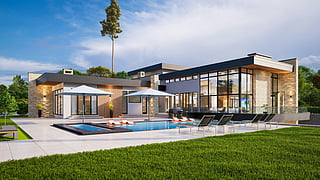 Luxury home with pool and modern sustainable design