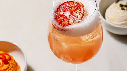 Greek island-inspired spritz served alongside Milos aperitivo dishes