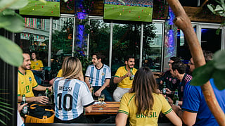Soccer fans watch a 2026 FIFA World Cup match at a Miami watch party