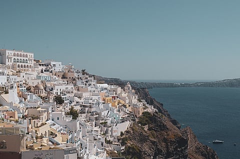 the whitewashed architecture of Santorini, Greece