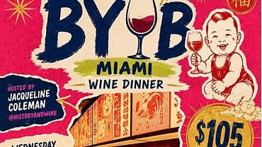 Promo graphic for Niño Gordo's BYOB Wine Dinner hosted by Jacqueline Coleman