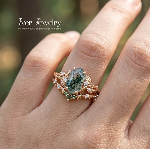 moss agate ring