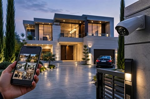 security cameras outside a luxury home