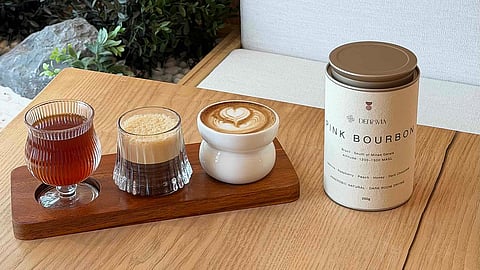 Signature Drink with Pink Bourbon + Pink Bourbon Black + Natural Geisha