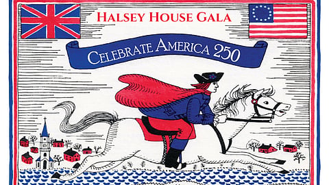 Halsey House Gala America 250 invitation featuring Revolutionary-era artwork