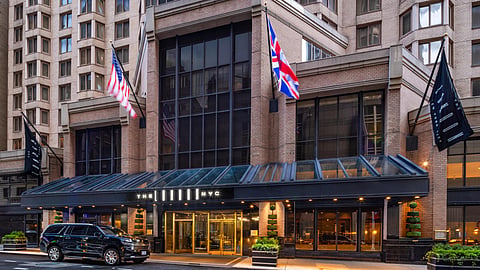 The London NYC hotel entrance in Midtown Manhattan near FIFA World Cup attractions