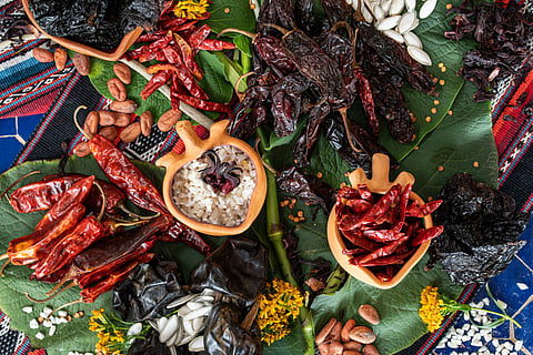 a variety of traditional Oaxacan ingredients