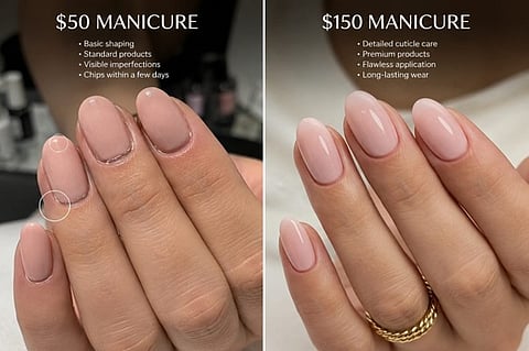 Comparison of $50 and $150 manicure results