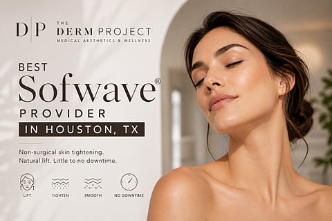 Sofwave skin-tightening advertisement featuring a relaxed woman