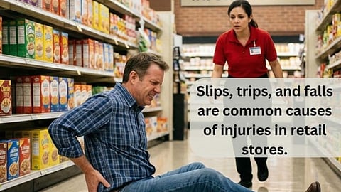 Man injured after slipping in a grocery store aisle.