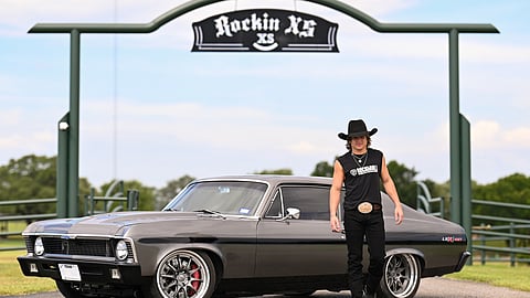 Rocker Steiner with his custom Chevrolet and Rock & Roll Denim apparel