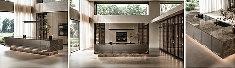 Sculptural kitchen island by Zaha Hadid Architects in Miami showroom