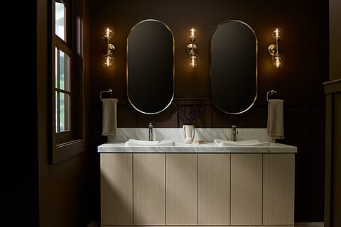 Handcrafted vessel bathroom sink with variegated surface by Kohler WasteLAB