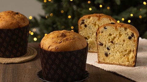 A festive Christmas cake and assorted muffins 