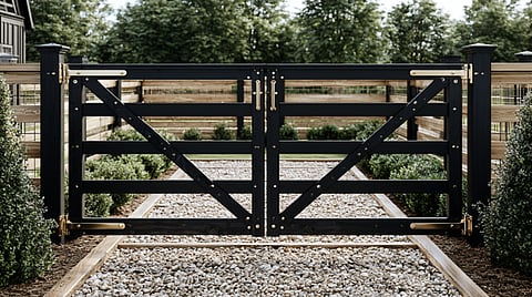 Single black garden gate.
