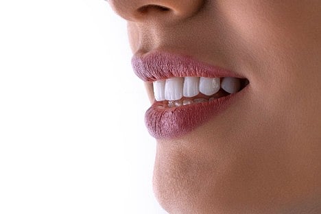 Close-up of white teeth.