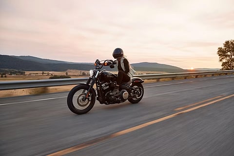 Motorcycle riding on a highway.