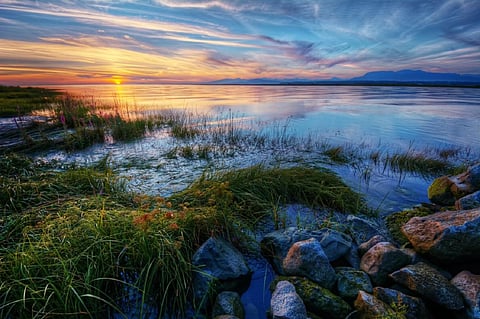 Sunset over water.