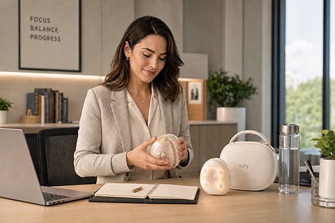Woman holding a breast pump.