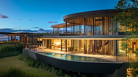 Glass facade and pool Estate Home 7 Waldorf Astoria Residences Costa Rica Punta Cacique