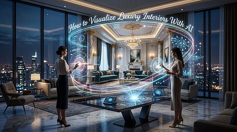 AI luxury interior hologram.