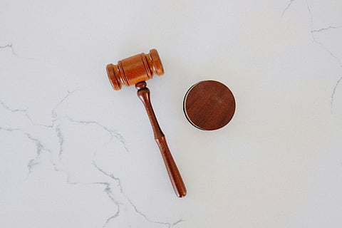 Wooden gavel and sound block.
