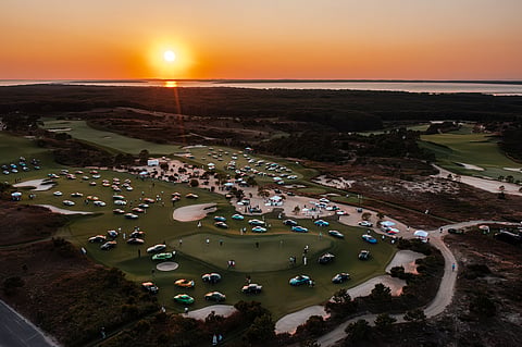 The Bridge VII, Sunset overhead view from drone, Luxury vehicle, invite-only event 