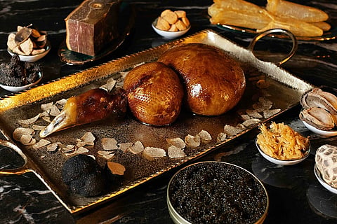 Supreme Eight-Treasure Gourd-Shaped Goose presented on a bed of truffle