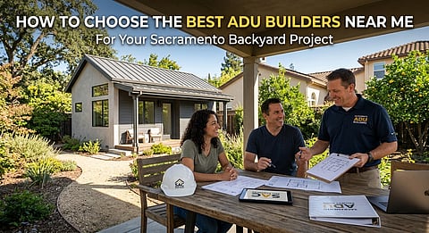 Couple and builder reviewing ADU plans