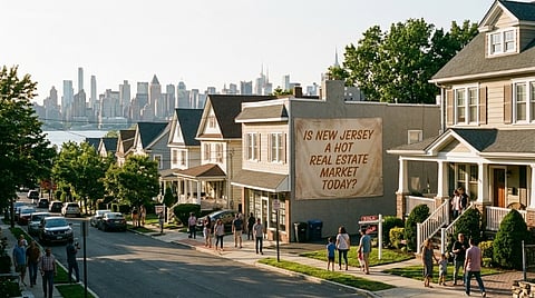 New Jersey street with real estate sign.