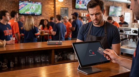 Bartender at offline POS terminal.