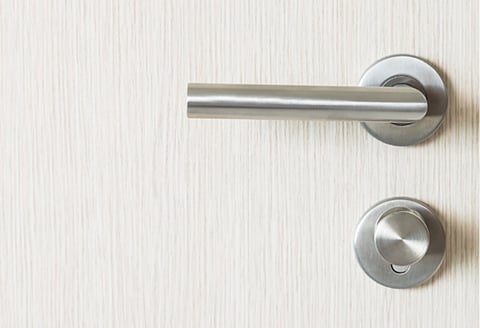 Silver door handle.