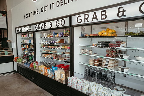 Grab and go food display.