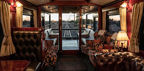Luxury train car interior.