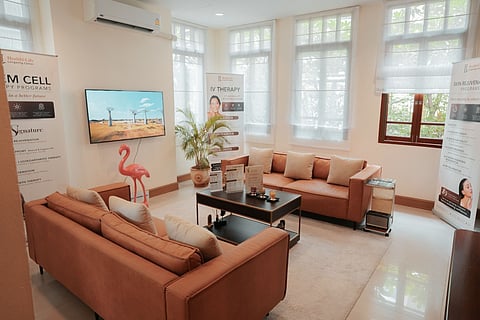 Clinic waiting room with couches