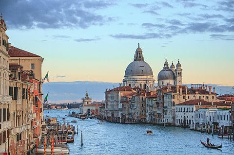 Grand Canal in Venice with domed basilica